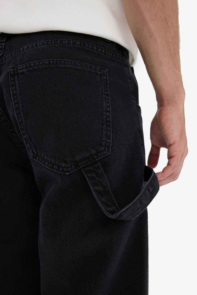DeFacto Black Man Cotton Relax Fit Wide Leg Cargo Jeans Casual - Image 4